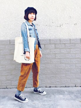 「New look（ニュールック）のアイテム（デニムジャケット）」を使った、nownowさん（レディース・158cm）の冬コーディネート