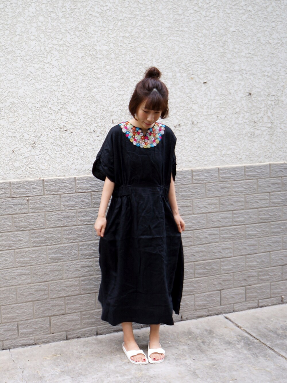 「休日スタイル、カジュアルコーデ、オトナカジュアル、ootd」｜「l'atelier du savonのアイテム（ワンピース、ブラック系）」を使った、nownowさん（レディース・158cm）の夏コーディネートの1枚目の写真