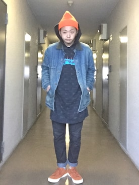 「ESPRIT（エスプリ）のアイテム（トップス）」を使った、フクダタツヤさん（メンズ・172cm）の冬コーディネート