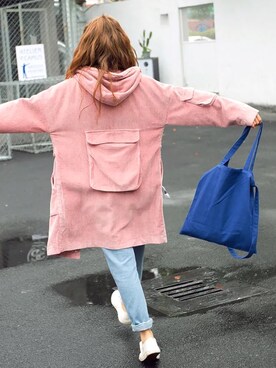「アイテム（ピーコート、ピンク系）」を使った、冯桉さん（レディース・168cm）の秋コーディネート