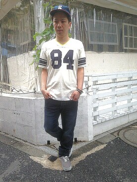 「TYPE BLUE（タイプブルー）のアイテム（Tシャツ/カットソー）」を使った、SUGAYA！さん（メンズ・164cm）の春コーディネート