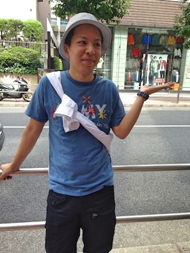 「TYPE BLUE（タイプブルー）のアイテム（Tシャツ/カットソー）」を使った、SUGAYA！さん（メンズ・164cm）の夏コーディネート