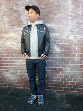 「冬のSALEで買いました！（アウター）」｜「アイテム（スタジャン）」を使った、SUGAYA！さん（メンズ・164cm）の冬コーディネート
