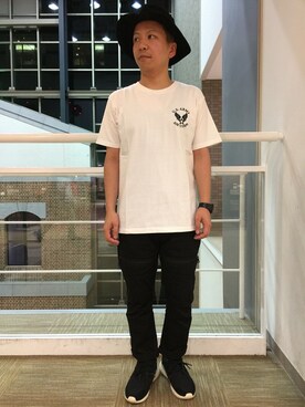 「AVIREX（アヴィレックス）のavirex/アヴィレックス/ CREW NECK TEE "KEEP'EM FLYING"/ クルーネック ティー キープン フライング（Tシャツ/カットソー）」を使った、SUGAYA！さん（メンズ・164cm）の夏コーディネート