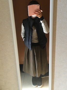 「e.r.g*（イーアールジー）のアイテム（スカート）」を使った、manamiさん（レディース・157cm）の秋コーディネート