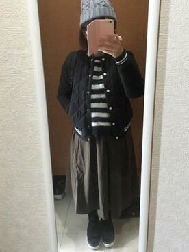 「AVAN LILY（アヴァンリリィ）のアイテム（ブルゾン）」を使った、manamiさん（レディース・157cm）の冬コーディネート