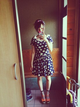 「アイテム（ワンピース、ブルー系）」を使った、未来さん（レディース・160cm）の夏コーディネート