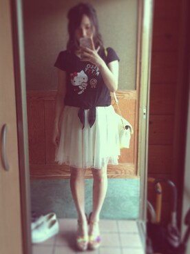 「なしのアイテム（ワンピース、ベージュ系）」を使った、未来さん（レディース・160cm）の夏コーディネート