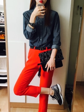 「Steve J ＆Yoni P（スティーブジェイアンドヨニピー）のアイテム」を使った、YENIさん（レディース・175cm）の春コーディネート