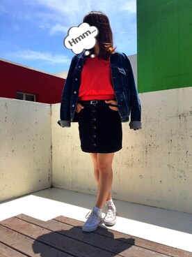 「CONVERSE（コンバース）のCONVERSE ALL STAR　ハイカットスニーカー（スニーカー）」を使った、yuさん（レディース・165cm）の春コーディネート