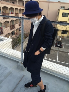 「学校」｜「アイテム（チェスターコート）」を使った、ﾄﾓﾋﾛさん（メンズ・175cm）の秋コーディネート