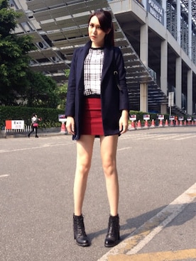 「NO NAME（ノーネーム）のアイテム（ダッフルコート）」を使った、劉薰愛さん（レディース・168cm）の秋コーディネート