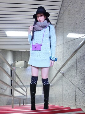 「NO NAME（ノーネーム）のアイテム（ダッフルコート）」を使った、劉薰愛さん（レディース・168cm）の冬コーディネート