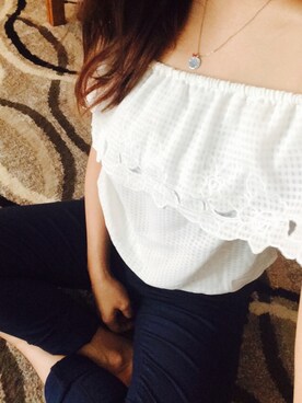 「・のアイテム（トップス、ホワイト系）」を使った、s.さん（レディース・152cm）の秋コーディネート