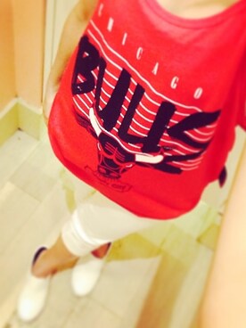 「FOREVER 21（フォーエバー トゥエンティーワン）のアイテム（タンクトップ、レッド系）」を使った、s.さん（レディース・152cm）の秋コーディネート