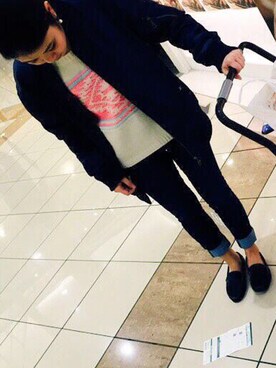 「UNIQLO（ユニクロ）のアイテム（パンツ、ブルー系）」を使った、s.さん（レディース・152cm）の秋コーディネート