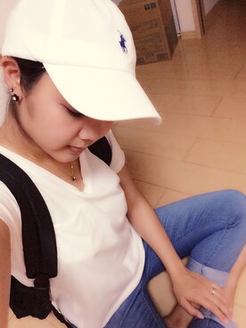 「POLO RALPH LAUREN（ポロ ラルフ ローレン）のアイテム（キャップ、ホワイト系）」を使った、s.さん（レディース・152cm）の秋コーディネート