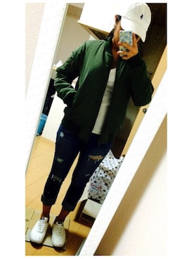 「POLO RALPH LAUREN（ポロ ラルフ ローレン）のアイテム（Tシャツ/カットソー、ホワイト系）」を使った、s.さん（レディース・152cm）の秋コーディネート