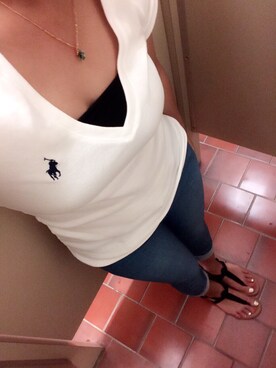 「POLO RALPH LAUREN（ポロ ラルフ ローレン）のアイテム（Tシャツ/カットソー、ホワイト系）」を使った、s.さん（レディース・152cm）の秋コーディネート