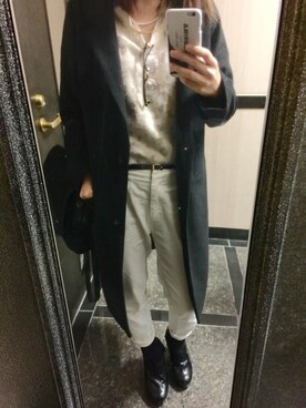 「パールアクセ」｜「アイテム（ブーティ）」を使った、もわんささん（レディース・157cm）の冬コーディネート