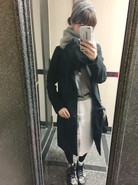 「タイツ×靴下」｜「アイテム（チェスターコート）」を使った、もわんささん（レディース・157cm）の冬コーディネート