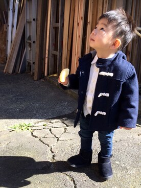 「GAP（ギャップ）のアイテム（ダッフルコート）」を使った、manoさん（キッズ・80cm）の秋コーディネート