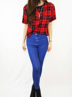 「forever21 USAのアイテム（Tシャツ/カットソー、その他）」を使った、5Hoi3さん（レディース・160cm）の秋コーディネート