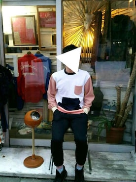 「NIRAME.CO（ニラメッコ）のアイテム（スウェット）」を使った、hataさん（メンズ・172cm）の冬コーディネート
