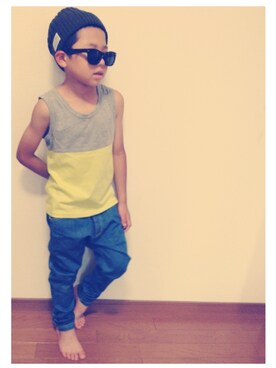 「Smoothy（スムージー）のSmoothy 2Tone Tanktop / スムージー 2トーンタンクトップ（タンクトップ、グレー系）」を使った、megjiiさん（レディース・161cm）の夏コーディネート