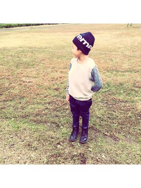 「Supreme （シュプリーム）のアイテム（ニットキャップ/ビーニー、ブラック系）」を使った、megjiiさん（レディース・161cm）の秋コーディネート