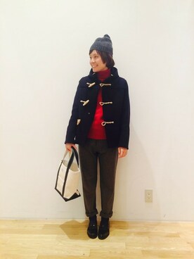 「orcival」｜「アイテム（ダッフルコート）」を使った、コジマさん（レディース・155cm）の秋コーディネート