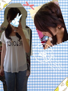 「earth music&ecology（アースミュージックアンドエコロジー）のearth Tシャツ（Tシャツ/カットソー、ホワイト系）」を使った、てるてるさん（レディース・164cm）の夏コーディネート