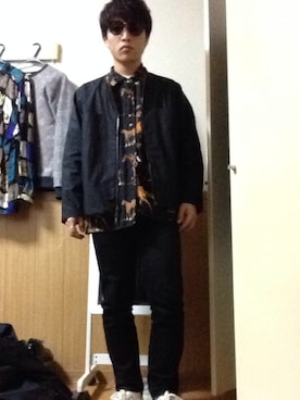 「SUNSEA（サンシー）のアイテム（ブルゾン）」を使った、にしさん（メンズ・170cm）の春コーディネート
