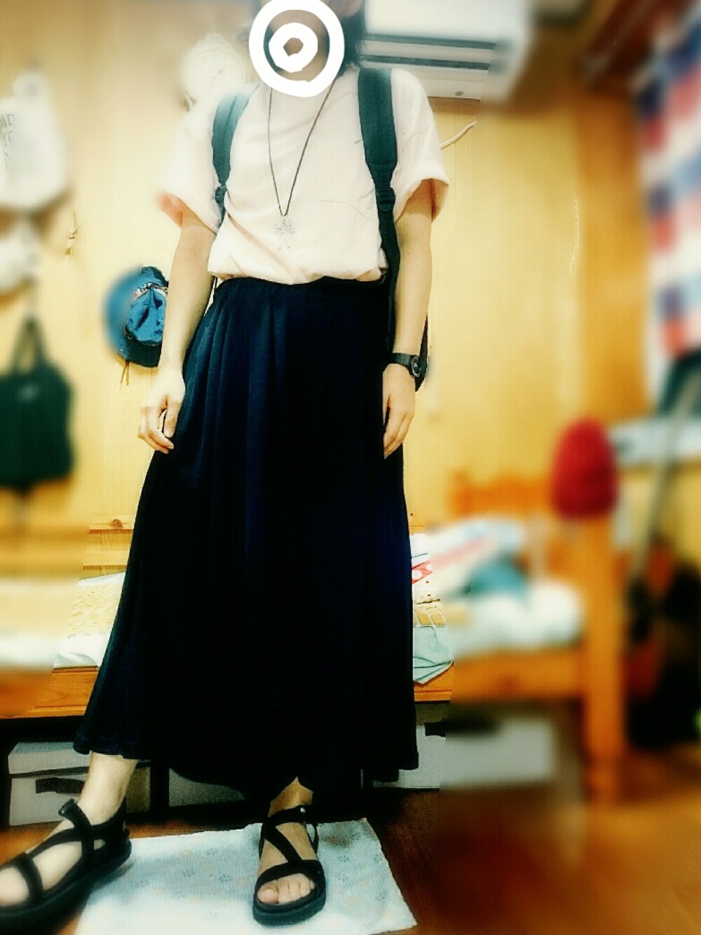 「Right-onの【BACK NUMBER】カットプリーツガウチョ（その他パンツ、ブラック系）」を使った、あるぱかさん（レディース・155cm）の夏コーディネートの1枚目の写真