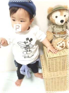 「9ヶ月」｜「アイテム（ハンチング/ベレー帽）」を使った、P-ta◎さん（キッズ・70cm）の夏コーディネート