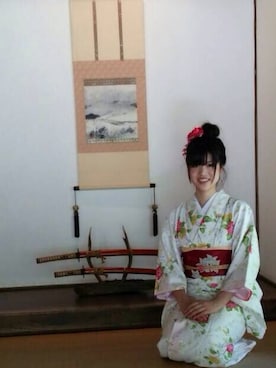「髪飾り」｜「アイテム（浴衣）」を使った、Misakiさん（レディース・164cm）の秋コーディネート