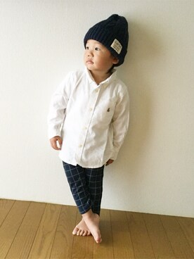 「babyGAP（babyGAP）のアイテム（シャツ/ブラウス、ホワイト系）」を使った、amamaさん（キッズ）の秋コーディネート
