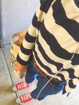 「UNIQLO（ユニクロ）のアイテム（Tシャツ/カットソー、ホワイト系）」を使った、nakak☺︎…さん（レディース・160cm）の春コーディネート