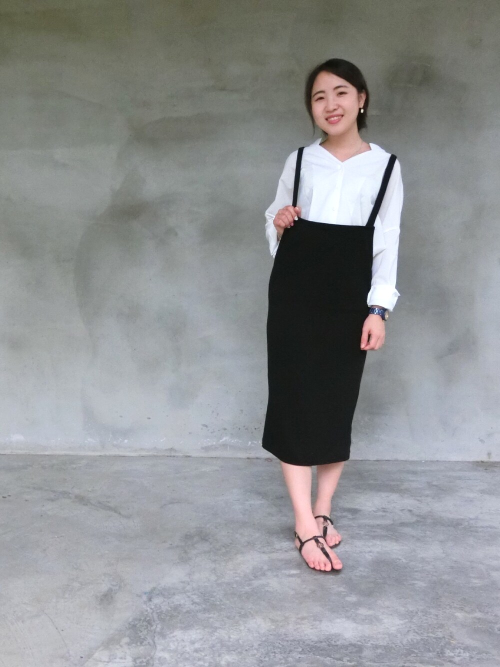 「Miissyのアイテム（シャツ/ブラウス、ホワイト系）」を使った、周周さん（レディース・158cm）の春コーディネートの1枚目の写真