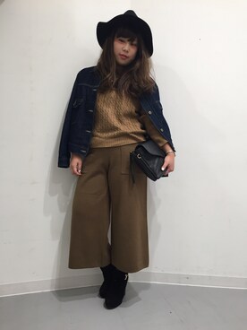 「ニットアップ」｜「アイテム（デニムジャケット）」を使った、ちんみかさん（レディース・157cm）の秋コーディネート