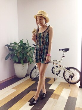 「TAIPEI」｜「アイテム（サロペット/オーバーオール）」を使った、Miko Hsuさん（レディース・155cm）の夏コーディネート