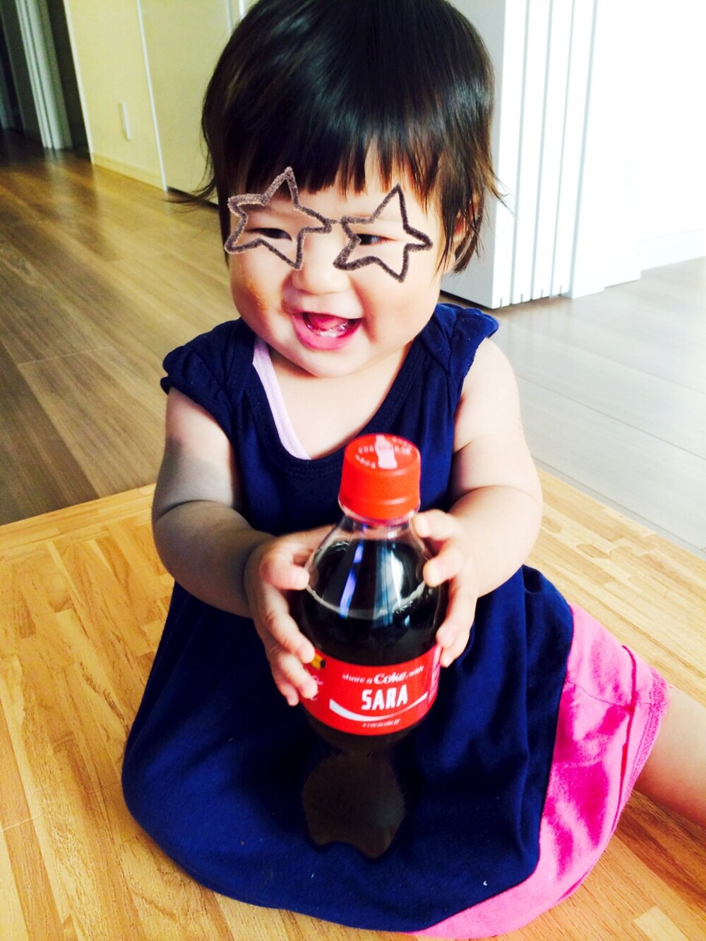 「GAP、old navy、baby、ツートンカラー」｜「OLD NAVYのツートンカラーワンピース（ワンピース、ブルー系）」を使った、tsuneyuさん（キッズ・80cm）の夏コーディネートの1枚目の写真