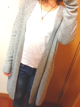 「Ungrid（アングリッド）のフレイドヘムストスリ（デニムパンツ）」を使った、minaさん（レディース・163cm）の春コーディネート