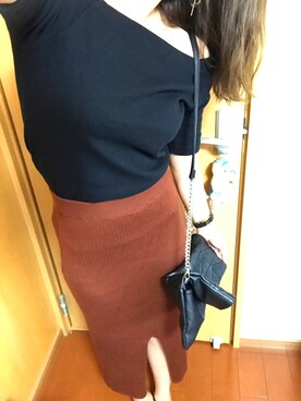 minaさんの「WOMEN メリノブレンドリブスカート」を使ったコーディネート