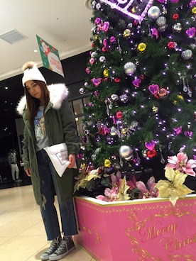 「アイテム（バッグ、ホワイト系）」を使った、ハルさん（レディース・161cm）の冬コーディネート