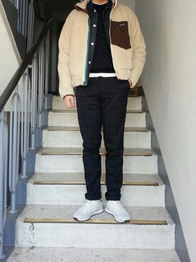 「MUJI」｜「アイテム（その他アウター）」を使った、サンジュンさん（メンズ・177cm）の冬コーディネート
