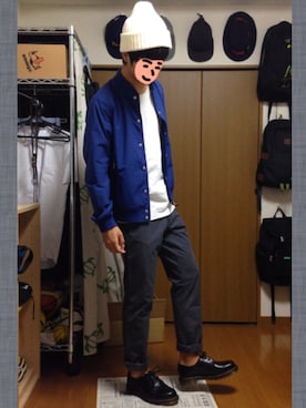 「THE NORTH FACE PURPLE LABEL（ザ ノースフェイス パープルレーベル）のアイテム（スタジャン）」を使った、天太さん（メンズ・175cm）の秋コーディネート