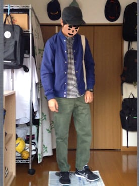 「THE NORTH FACE PURPLE LABEL（ザ ノースフェイス パープルレーベル）のアイテム（スタジャン）」を使った、天太さん（メンズ・175cm）の秋コーディネート