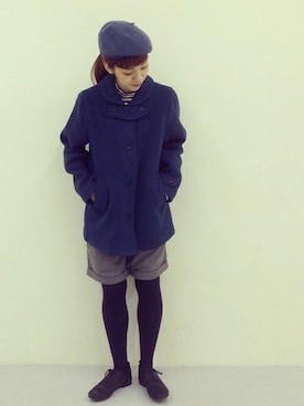 「PAR ICI」｜「アイテム（ピーコート）」を使った、Tさん（レディース・154cm）の秋コーディネート