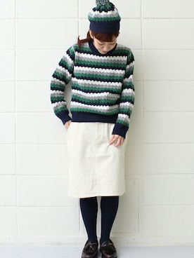 「PAR ICI」｜「アイテム（ニットキャップ/ビーニー）」を使った、Tさん（レディース・154cm）の冬コーディネート